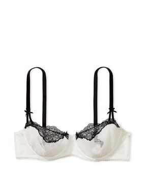 NWT Victoria's Secret Wicked Unlined Dotted Mesh Balconette Bra Size 38DDD